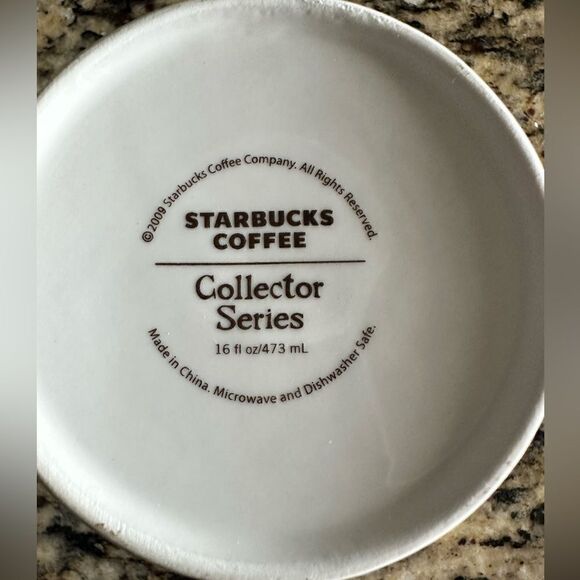 VINTAGE 2009 Starbucks Global Icon BAHAMAS Coffee Tea Cup Mug Interior Blue 16oz - Picture 4 of 4